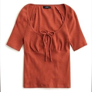J. Crew Tie Front Vintage Rib T-Shirt Top Burnt Sienna M